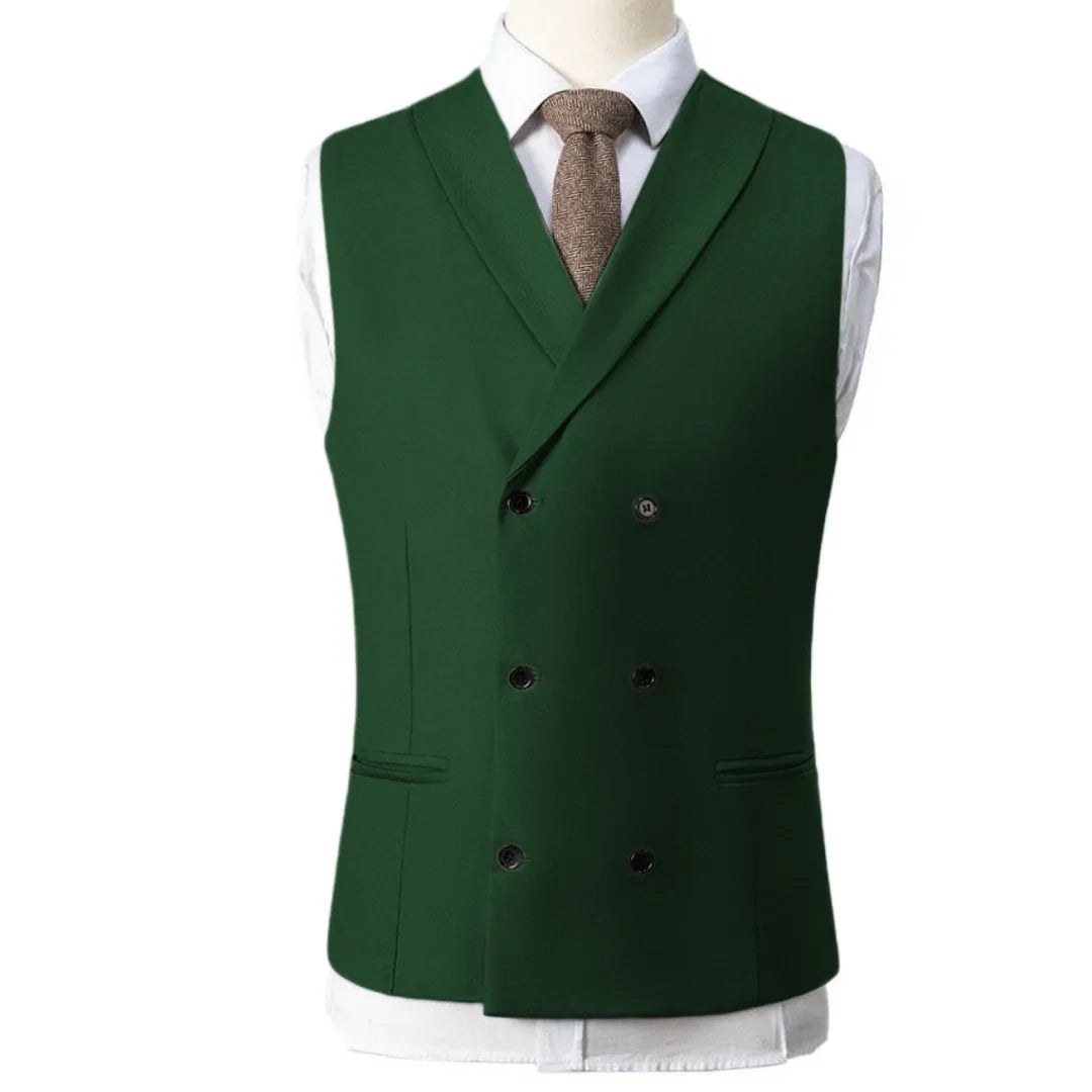Men Vest Gray With Lapel Double Breasted Solid Waistcoat For Banquet Wedding Business Work Office Casual Daily Men Suit Vest