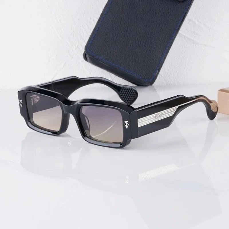 Handmade Thick Acetate Classical Sunglasses Rectangle Luxury Brand Design Style Top Quality Patchwork UV400 Unisex Gafas