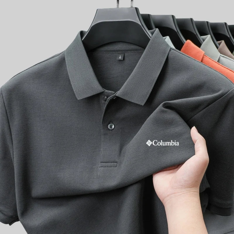 100% pure cotton new men's short sleeved summer comfortable breathable polo shirt, high-end brand designer embroidered T-shirt