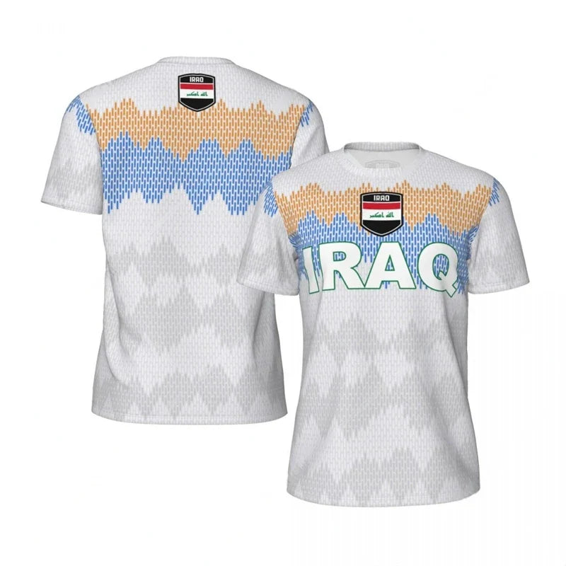 IRAQ Flag 3D Print Sport Quick Dry Breathable Men T-shirt Outdoor Football Jersey Team Fan Loose Short Sleeve Summer Top Clothes