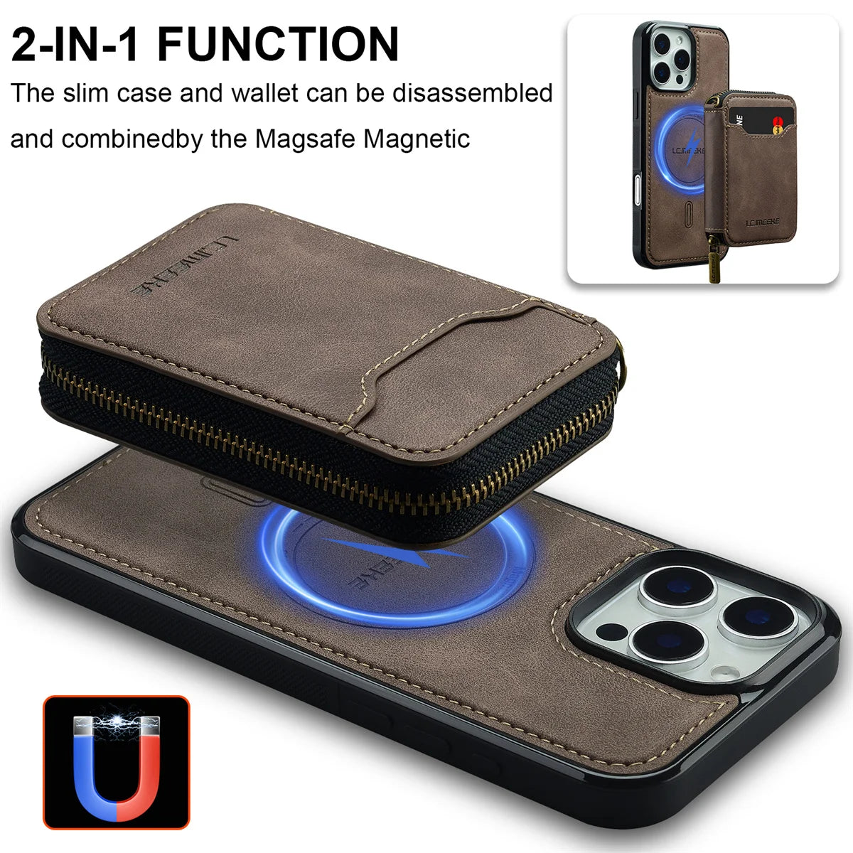 For Magsafe Magnetic Leather Phone Case for iPhone 16E 17 Air 16 15 Plus 14 13 12 11 Pro Max Wallet Card Holder Pocket Cover