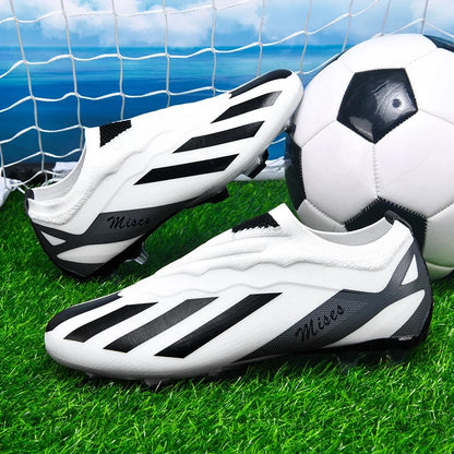 New Men Outdoor Football Boots Cleats Soccer Shoes Long Spikes FG Boys Non Slip Sport Training Breathable Match Comfortable