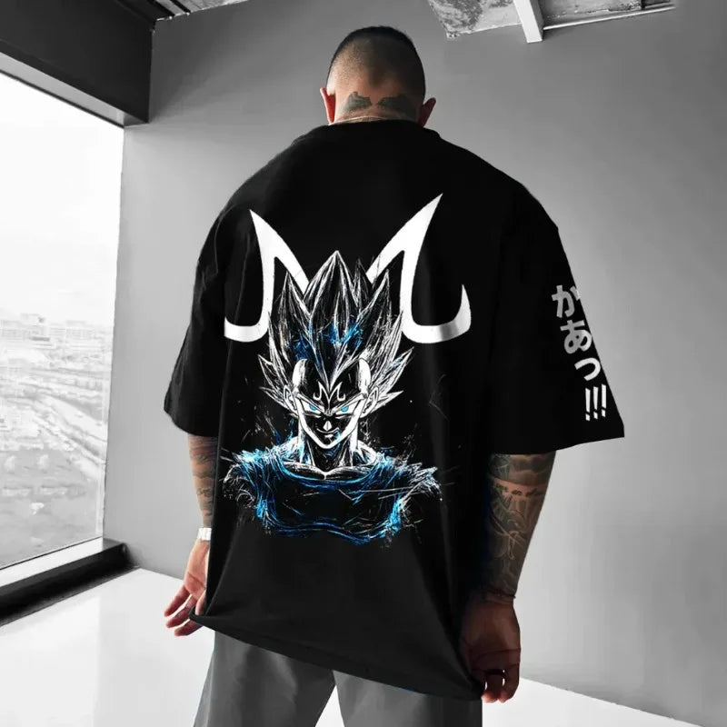 Dragon Ball Men's T-Shirt Vegeta Japanese Anime Summer Boy Children's Short Sleeve Niche Loose Street Parent-Child Clothing