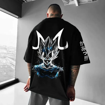 Dragon Ball Men's T-Shirt Vegeta Japanese Anime Summer Boy Children's Short Sleeve Niche Loose Street Parent-Child Clothing