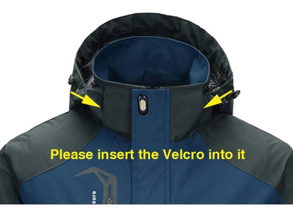 Men's Autumn Hiking Jacket Hooded Removable Waterproof Lightweight Rain Coat Trekking Outdoor Camping Casual Sportswear