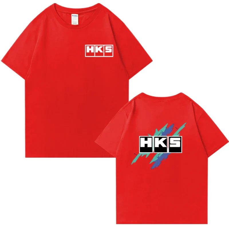 Japanese JDM Improved HKS Endless Car Graphic short sleeve t-shirts Cotton Men Women Oversized Tee shirt Double Sided Unisex Top