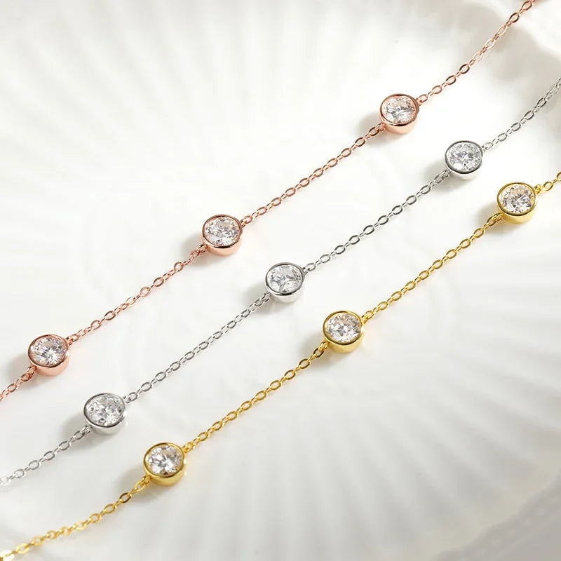 Bubble Each 5mm All Moissnaite Necklaces for Women Luxury Female Neck Chain 100% Sterling Silver S925 Fine Jewelry GRA