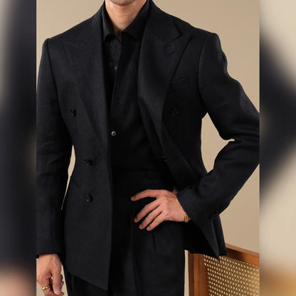 Pure Linen Men Tuxedo Suit Casual Suit Set For Men Summer Naples Two-Piece Suit Costume Mariage Homme Men Suit Business Tuxedos