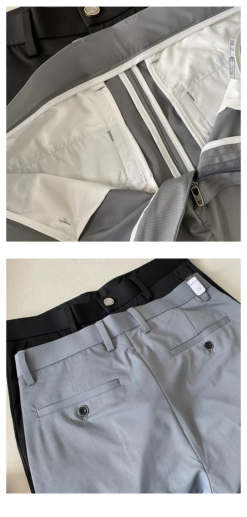 Summer New Light Thin Ice Silk Solid Color Casual Trousers High Quality Fashion Slim Fit Business Social Office Suit Pants