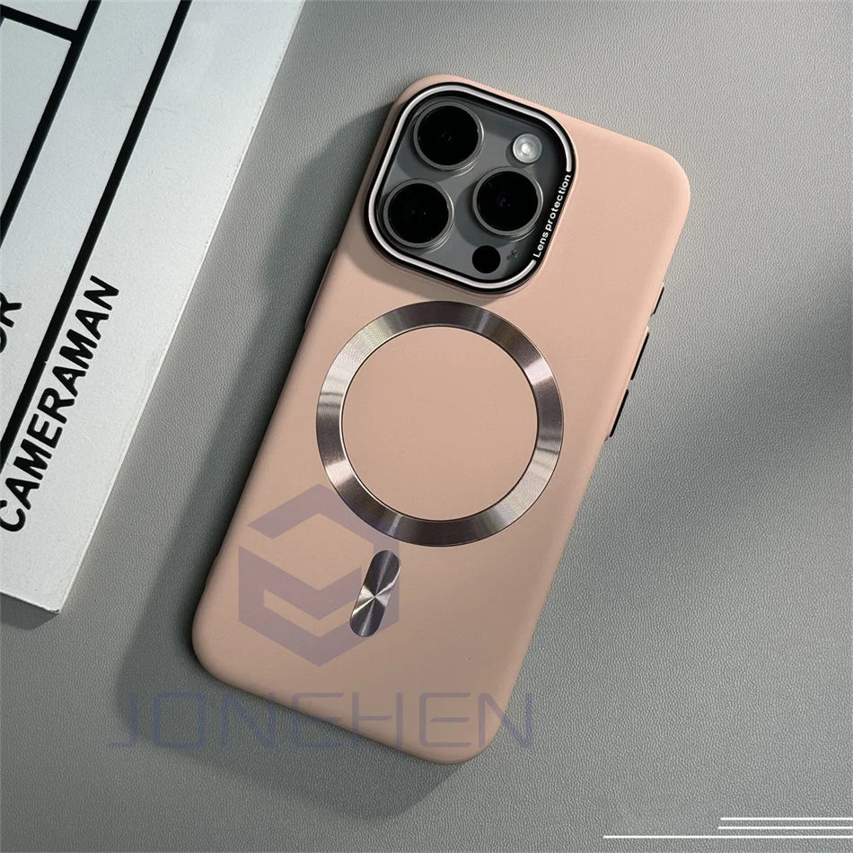 Luxury Solid Color Matte Magnetic Wireless Charge Case For Magsafe For iPhone 15 14 13 12 16 17 Pro Max Ultra Thin Hard PC Cover