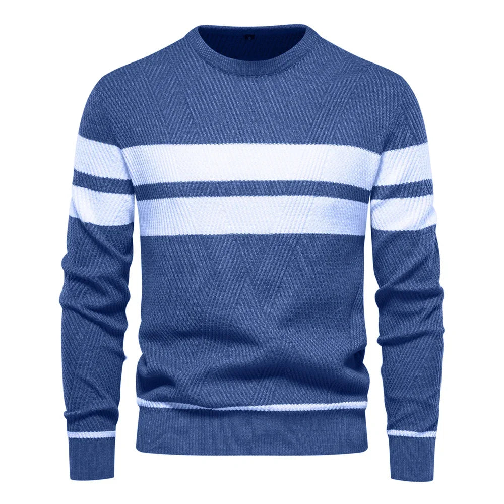New Autumn Pullover Men's Sweater O-neck Patchwork Long Sleeve Warm Slim Sweaters Men Casual Fashion Sweater Men Clothing