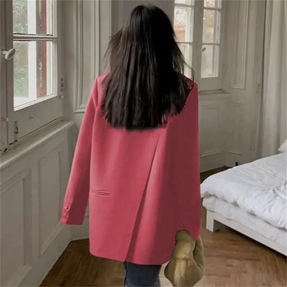 2025 Back Slit Design Blazer Coats Women Casual Fashion Loose Korean Jackets Streetwear Chic Long Sleeve All Match New Suit Tops