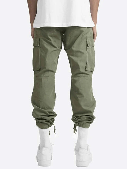 American Men Cargo Pants Casual Work Trousers Multi-pocket Workwear Straight Pants Spring Autumn Lightweight Fashion Streetwear