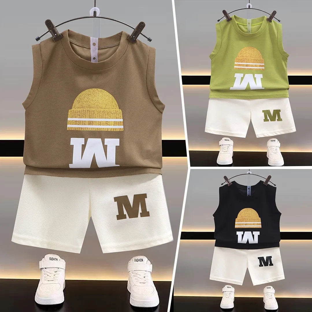 1Set Boys Girls Leisure Set Fashion Cartoon Children Short Sleeve Shorts Sets Summer Kids Clothes Baby Tee+Short Pants Tracksuit