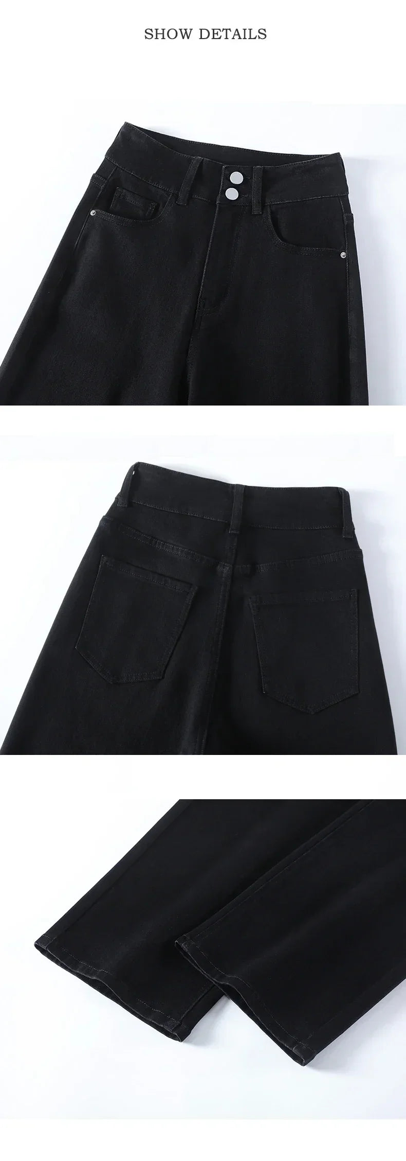 Loose Straight Women's Jeans Fashion Stretch Soft Drape Multi-button High Waist Denim Trousers Street Fashion Female Clothing