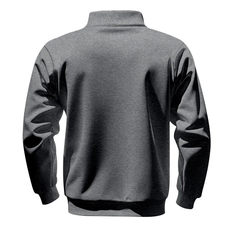 American autumn and winter heavy fleece long-sleeved men's sweater half zipper loose stand-up collar pullover men's sweater