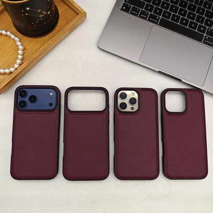Ultra Thin Epsom PU Leather Magnetic Phone Case Non-Slip Grip Anti Fingerprint Phone Cover for iPhone 17 Pro 17 Pro Max