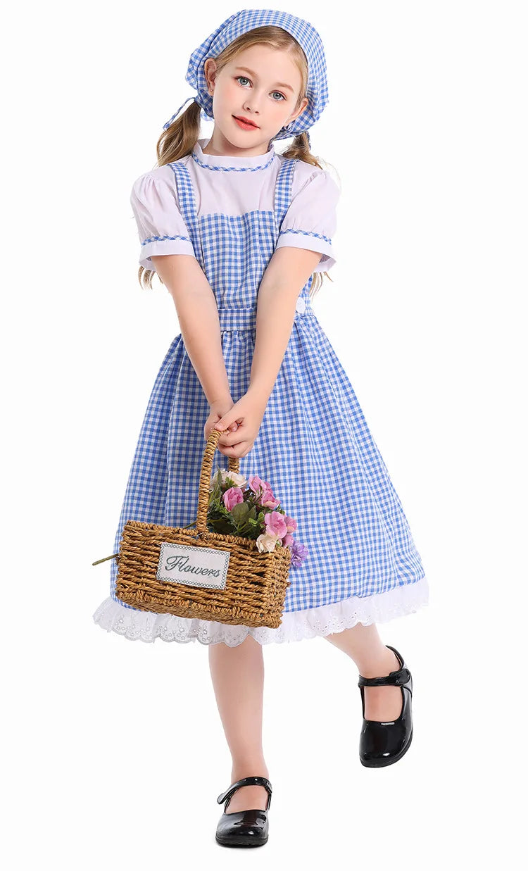 Hildren's Dorothy From The Wizard of Oz Costume Halloween Cosplay Lolita Maid Pastoral Character Shooting Dress