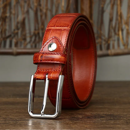 3.5CM Pure Cowhide High Quality Genuine Leather Belts for Men Strap Male Pin Buckle Business Suit West Belt Jeans Cowboy Cintos