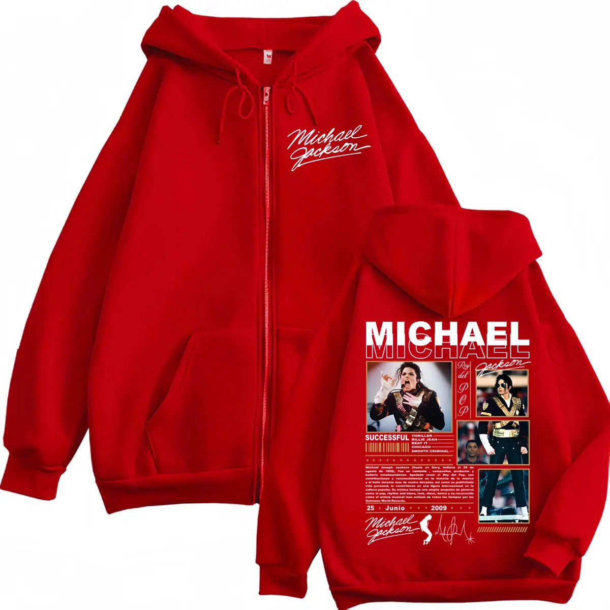 Limited Michael Jackson Classic Merch Zipper Hoodie Vintage Fashion Rock Zip Up Sweatshirts Men Women Casual Oversized Pullovers