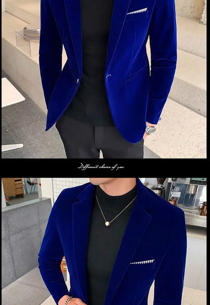 Mens Blazer Men's Fashion Business Corduroy Shirt Gentleman British Style Casual Slim-fit Wedding Work  Mens Blazer Jacket  5XL