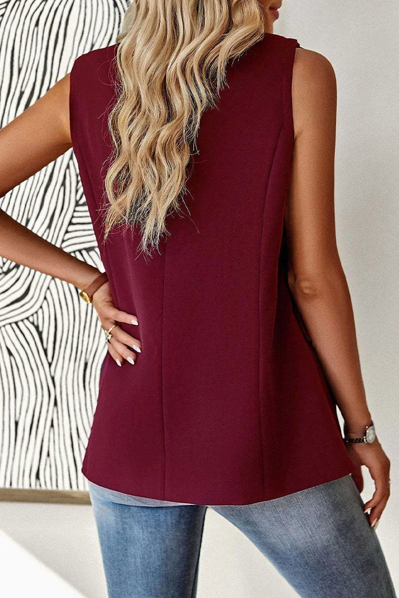 Blazer Women Clothing Coat Vest Solid Single-breasted Casual Elegant Fashion Sleeveless Solid Street Jacket Clothing New