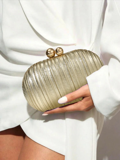 Elegant Satin Pleated Handbag 2025 New Niche Design Bridal Princess Ladies' Evening Bag Ceremony Cloth Round Purses and Clutches