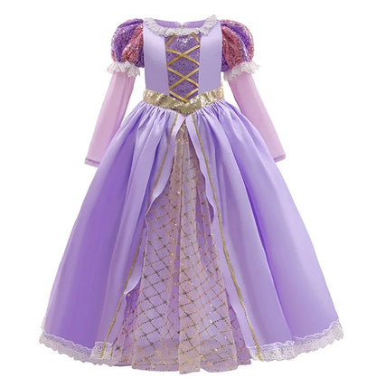 Children Costume Girl Dress Halloween Princess Cosplay Party Rapunzal Anna Elsa Birthday Clothes