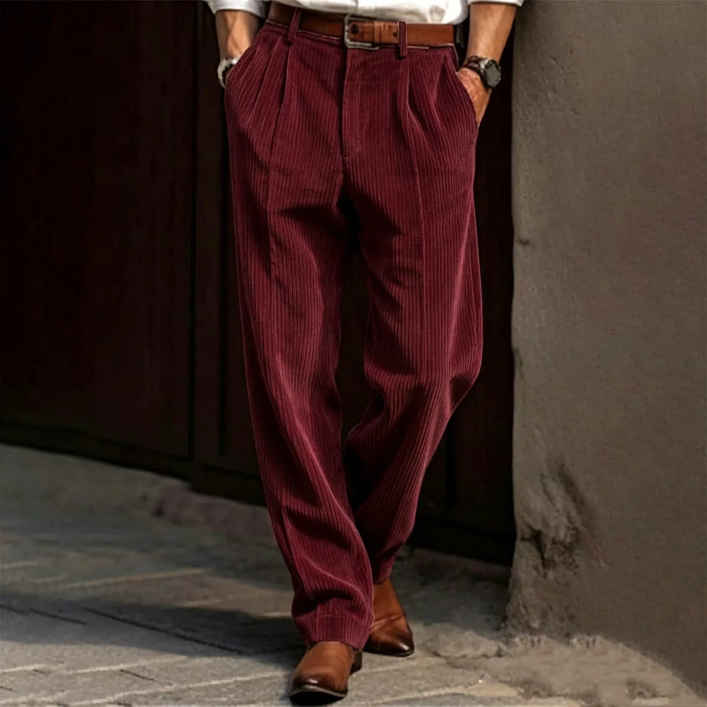 2025 Spring Summer Stylish Straight Cargo Pants Men Casual Texture Corduroy Trousers For Men Daily Leisure Loose Pant Streetwear