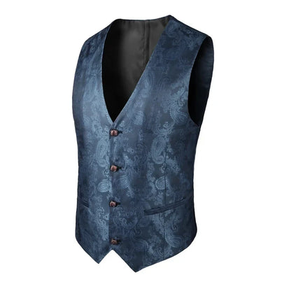 2025 New High-end V-neck Jacquard Black Vest for Men, White Sleeveless Waistcoat, Silver Billiards Uniform ,male Magician Vests