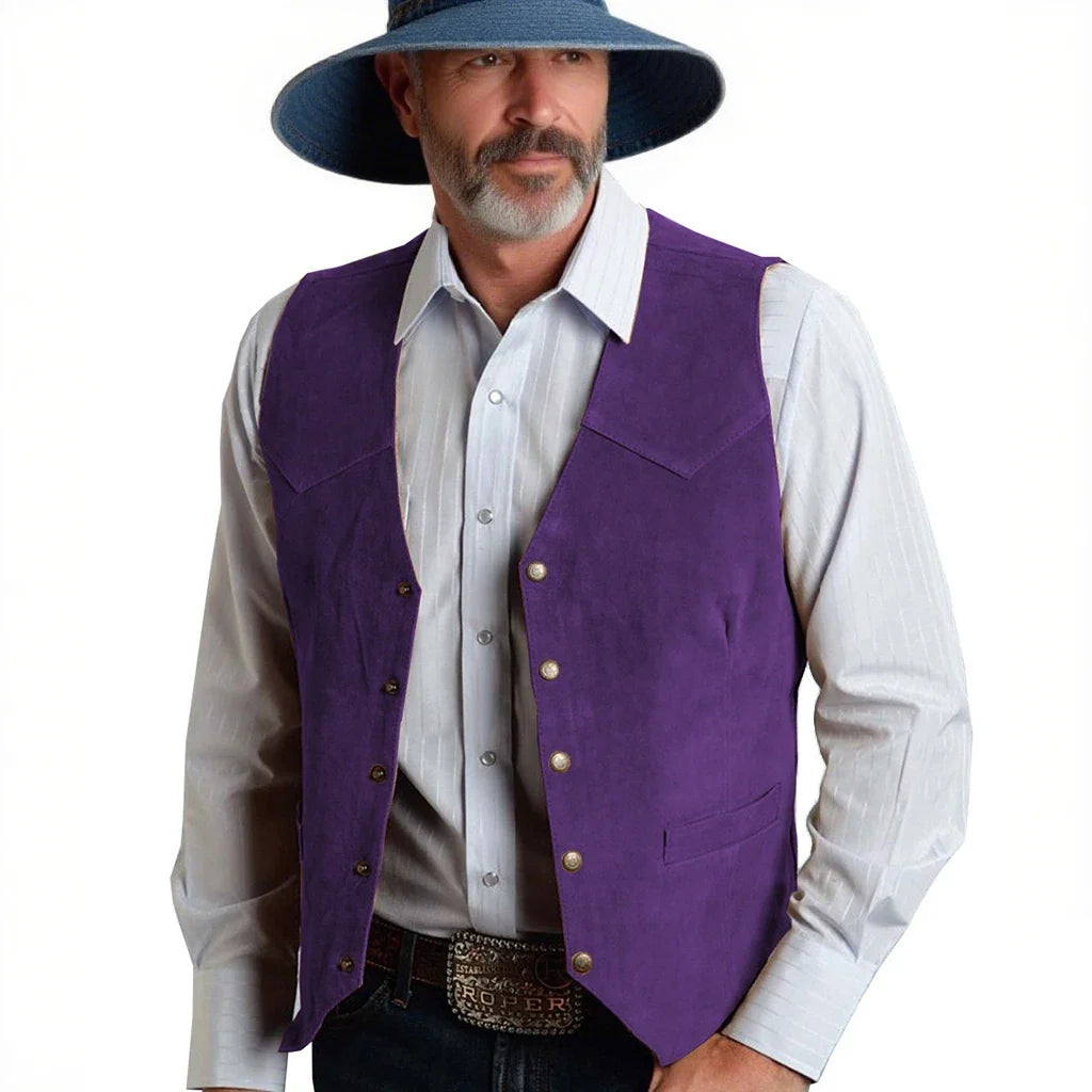 Mens Solid Suit Vests Slim Fit Classic V Neck Metal Buttons Suede Vest for Men Business Professional Smart Casual Waistcoat