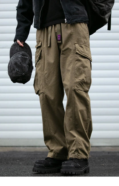 Oversized Cargo Pants For Men Multi Pocket Loose Fit Streetwear Casual American Style Korean Trendy Fashion Straight Leg Pants