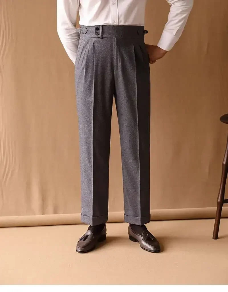 Business Pants Men Gentlemen Italian Naples Social Trousers Office-trouser Retro Casual Suit Pant Men Straight Dress Pants 2026