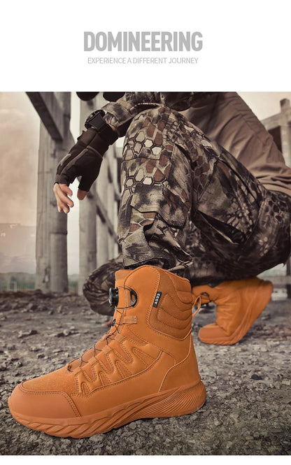 New Men Tactical Boots Brand Army Boot Military Ankle Hiking Shoes Safety Desert Work Climbing Shoes Waterproof High Quality