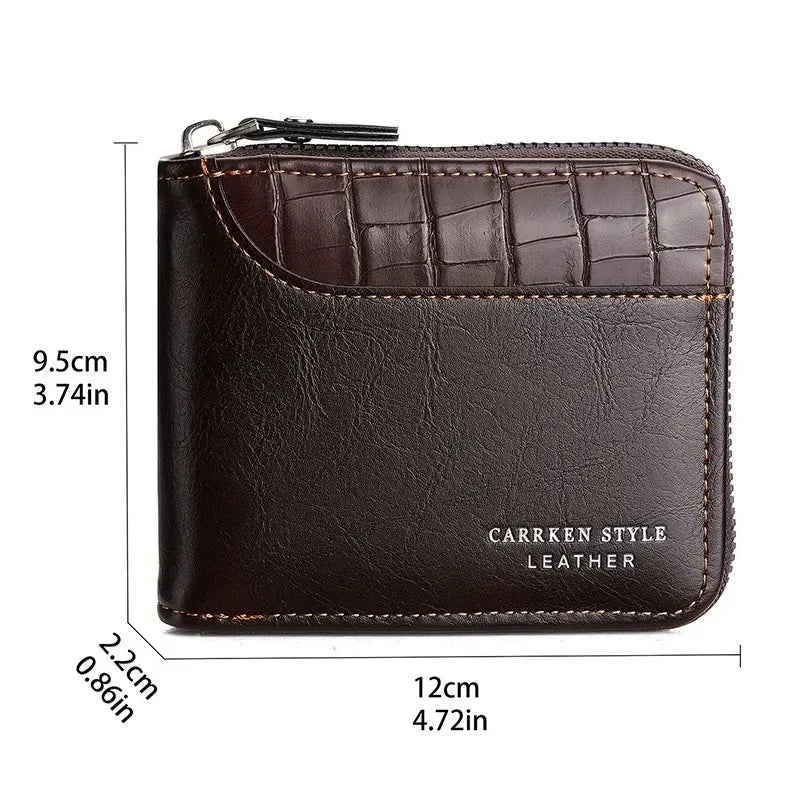 Portefeuille en cuir pour hommes, portefeuille de luxe pour hommes, porte-cartes zippé avec poche à monnaie, portefeuilles RFID, cadeaux pour hommes, sac d'argent