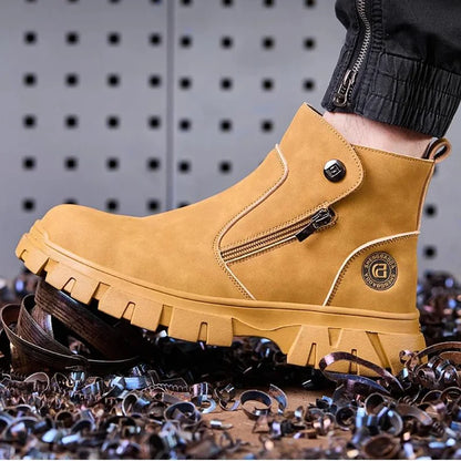 Steel Toe Work Boots side zipper anti-slip work shoes  Anti-Smash Anti Puncture industrial construction waterproof safety shoes