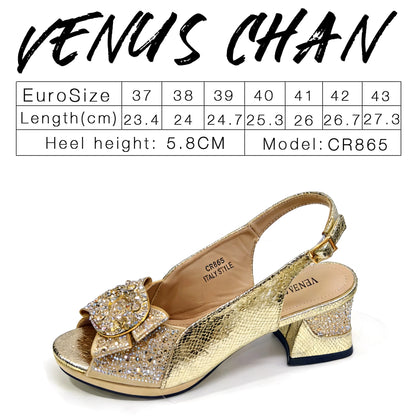 2026 Elegant Gold High Heel Shoe and Rhinestone-Accented Matching Bag Set - Stylish Peep Toe Design Perfect for Parties