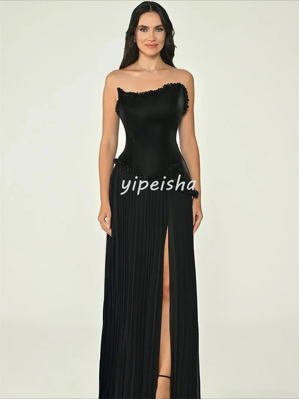 Customized Intricate Beading Sequined A-line Strapless Long Dresses Bespoke Occasion Dresses Modern Style Sizes Available Retro