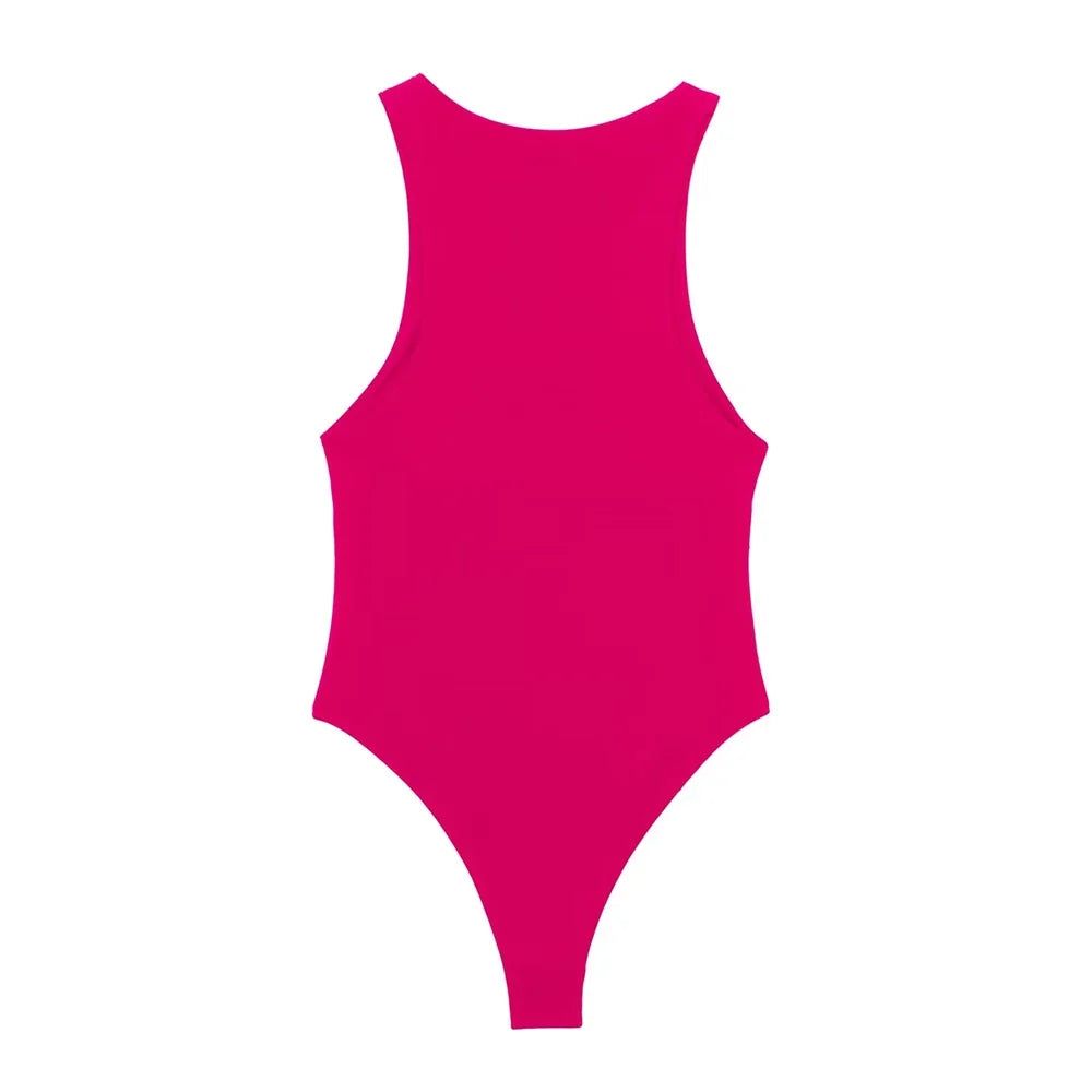 Women Fashion With Halter Neck Skinny Bodysuit Sexy Sleeveless Snap-button Female Playsuits Mujer
