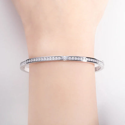 2.017cttw Moissanite Eternity Bracelet 925 Sterling Silver 18K White Gold Plated Classic Bangle for Women Gifts