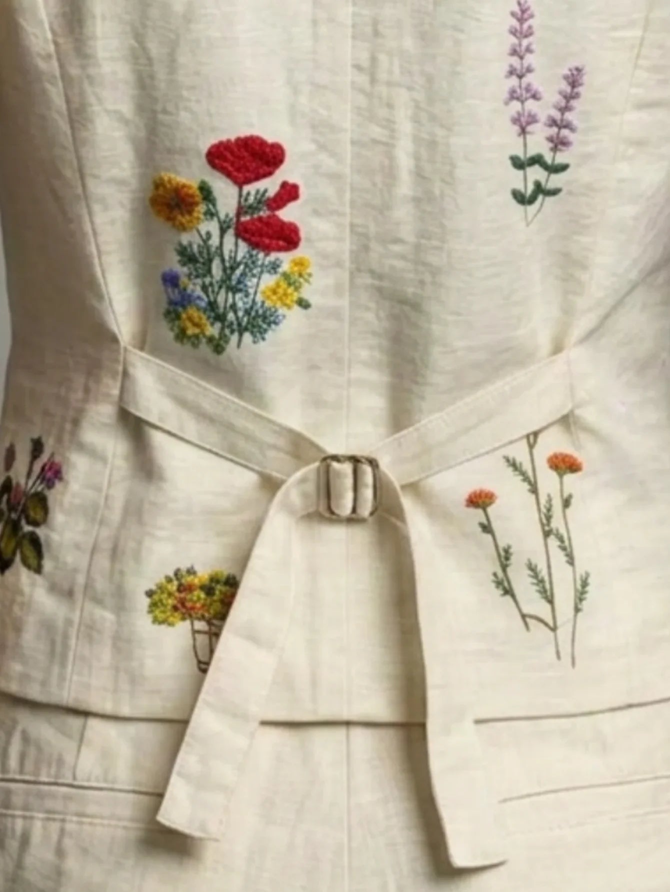 New Arrival Women's Linen Waistcoat for Spring Summer & Autumn, Exquisite Embroidery Craft, Back Waist Adjustable Buckle, Elegan
