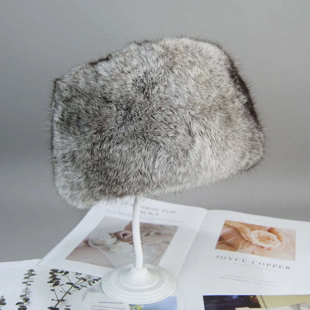 2026  Unisex Winter Russian Outdoor 100% Genuine Rabbit Fur Caps Warm Real Rabbit Fur Bomber Hat Natural Quality Rabbit Fur Hats