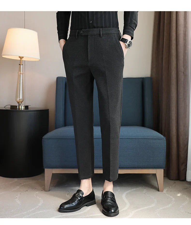 2023 Autumn Winter Thickened Starry Sky Woolen Suit Pant High Quality Men Business Slim Dress Pants Men  Social Casual Pants