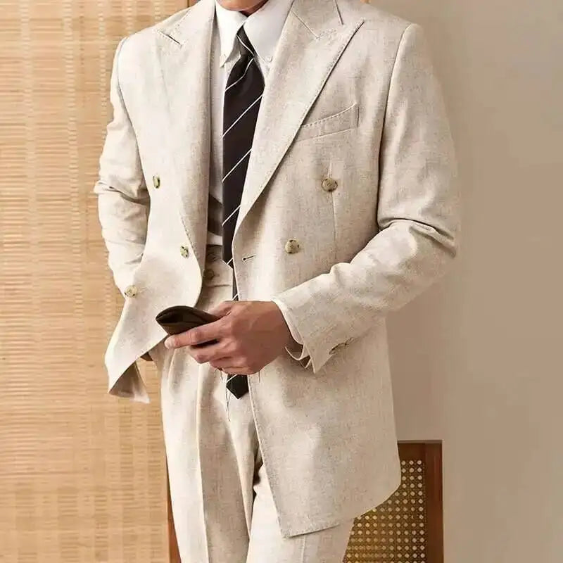Spring Jacket Men Blazer Masculino Slim Fit Blazer Hombre Lapel Collar Casual Business Italian Style Double Breasted Blazer Men