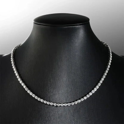 3mm Round Bubble Moissanite Tennis Necklace Bracelets Bezel Setting 925 Silver D Color Diamond Neck Chain Chokers for Women