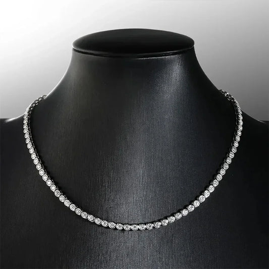 3mm Round Bubble Moissanite Tennis Necklace Bracelets Bezel Setting 925 Silver D Color Diamond Neck Chain Chokers for Women