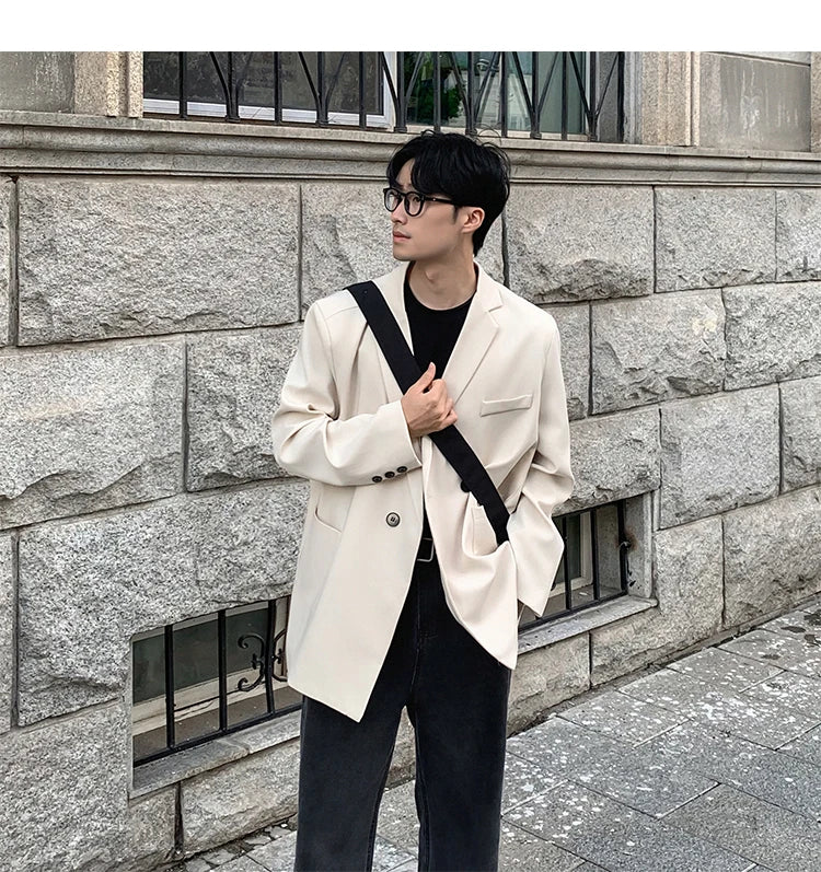 Spring Summer Men Formal Blazers Men Korean Fashion Loose Casual Dress Jacket Men Harajuku Social Suit Jacket Clothing