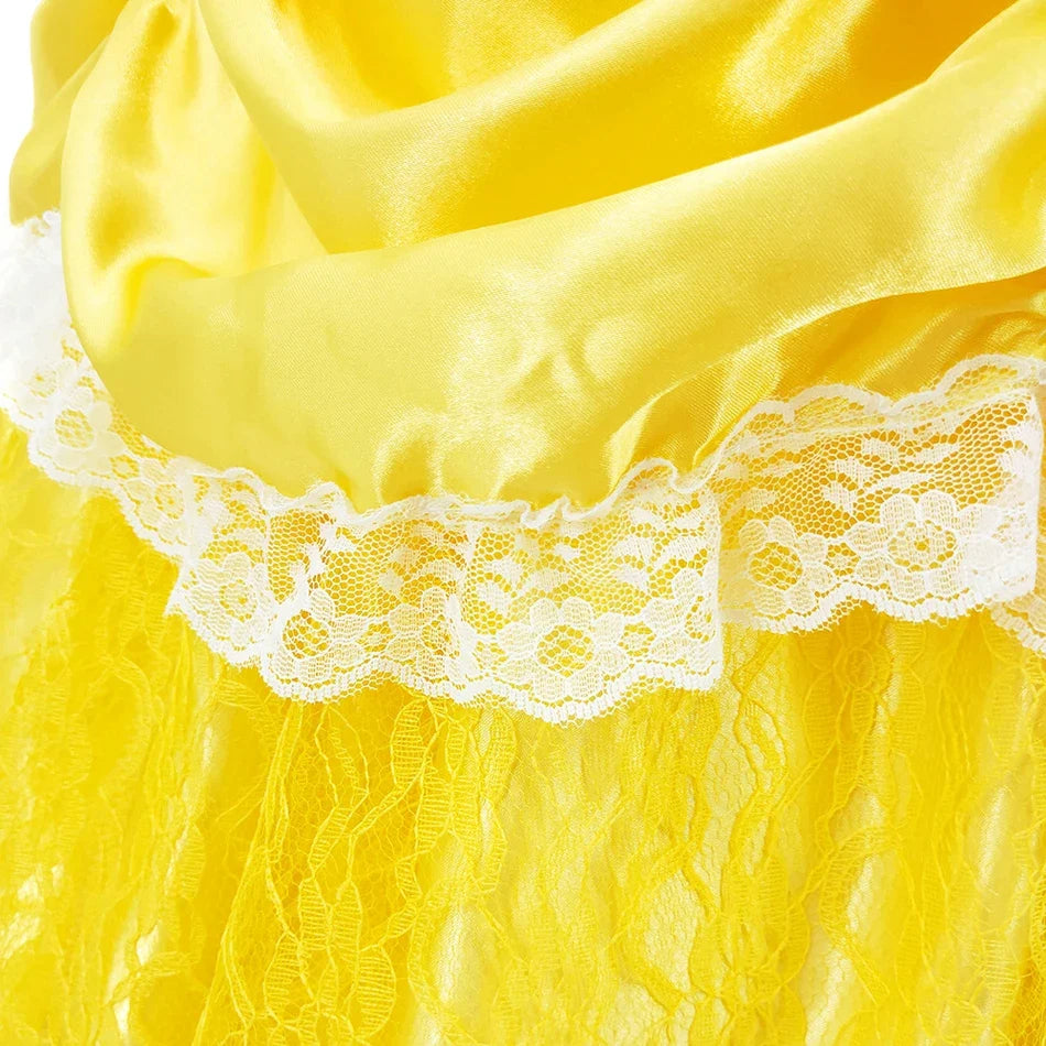 Girl Belle Dress Beauty Cosplay Costume Princess Deluxe Applique Outfit Children Birthday Party Elegant Gown Fairy Disguise Sets