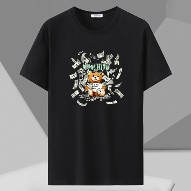 Men T-shirt Printed Tee Plus Size 110-180kg 5XL 6XL 7XL Black T Shirts Round Neck Short Sleeve Oversized Tops Big Size Clothing
