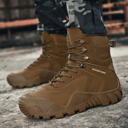 Outdoor High Top Mens Waterproof Fashion Platform Sneakers Ankle Botas Casual Shoes Combat Boots Male Black Large Size 47